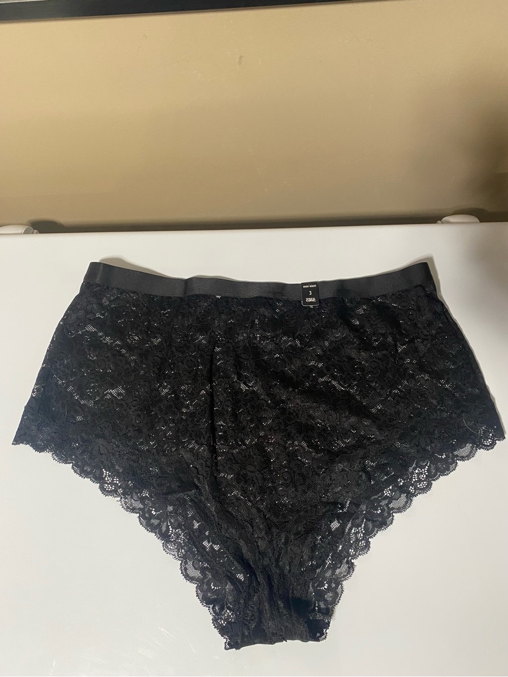 Black lace, high waist cheeky panty